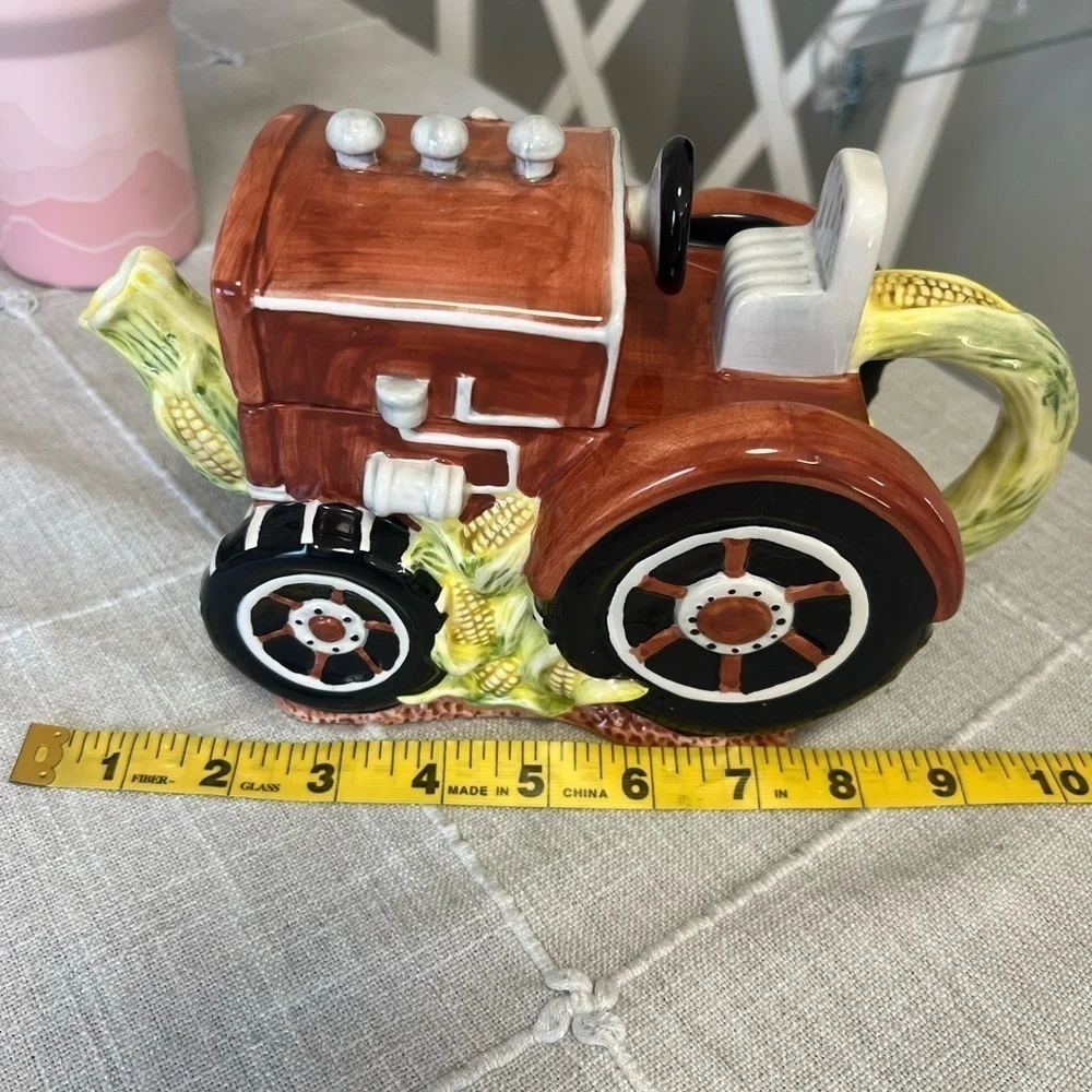 Jay Imports Red Tractor with Corn Tea Pot